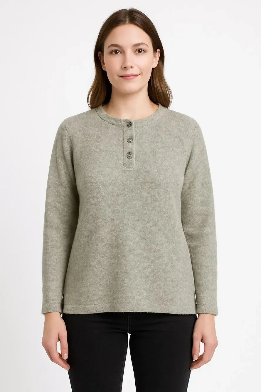 1980s Woolrich Rugged Outdoorwear Gray Heather Wool Henley Sweater  size medium